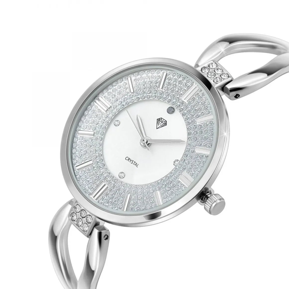 Montre Emilie SC Crystal ornée d'un véritable diamant noir et de 15 Cristaux Scintillants