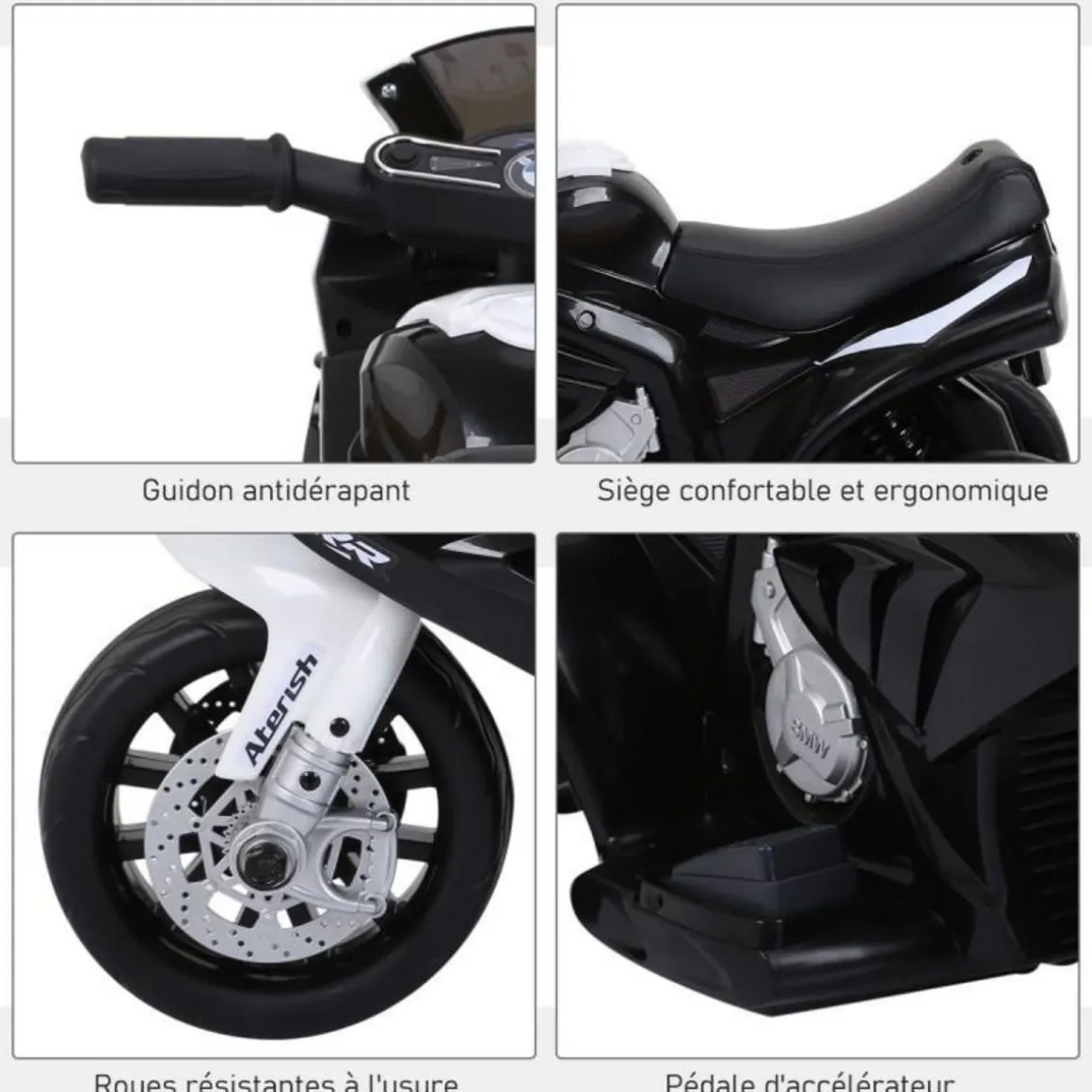 Moto Electrique BMW S1000, 25W pour Enfant, 3 Roues, Système Audio et Phares Fonctionnels