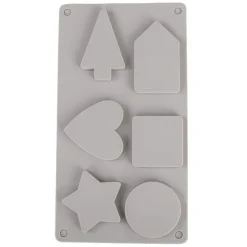 Moule en silicone 6 formes - maison, rond, carré, coeur, sapin, étoile