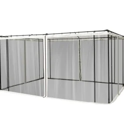 Moustiquaires pour tonnelle barnum pavillon de jardin 3 x 3,65 m - lot de 4 moustiquaires zippées + crochets d'attaches - polyester nylon