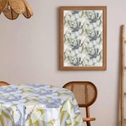 Nappe en toile cirée ronde Sais - Diam. 150 cm - Gris