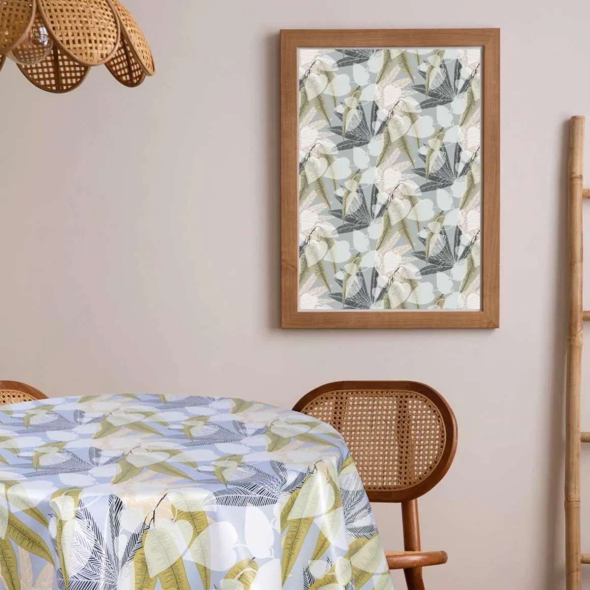 Nappe en toile cirée ronde Sais - Diam. 150 cm - Gris