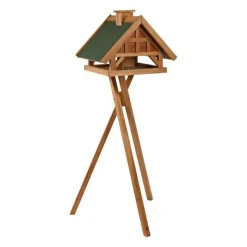 natura mangeoire oiseaux avec pied & silo, en pin, 54 × 40 × 48 cm/1,45 m, brun