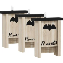 Nichoir à chauves-souris - lot de 3 - dim. 18L x 6l x 22H cm - bois sapin naturel noir