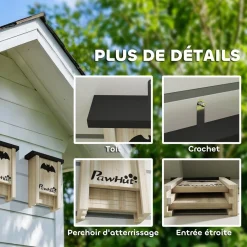 Nichoir à chauves-souris - lot de 3 - dim. 18L x 6l x 22H cm - bois sapin naturel noir