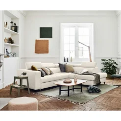 Olinda - canapé d'angle droit - 5 places - convertible avec coffre et têtières réglables - en tissu