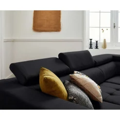 Olinda - canapé d'angle droit - 5 places - convertible avec coffre et têtières réglables - en tissu