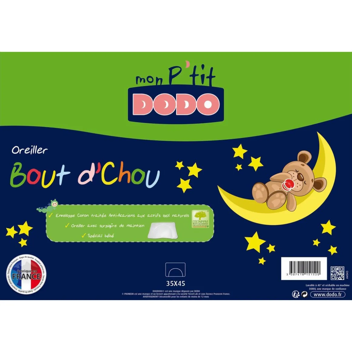 Oreiller bébé anti-acariens DODO BOUT'CHOU