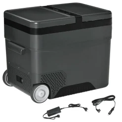 Outsunny Glacière-congélateur portable à compression 2 compartiments -22°C - 10°C 45L prise alume-cigare + adaptateur inclus gris noir