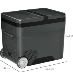 Outsunny Glacière-congélateur portable à compression 2 compartiments -22°C - 10°C 45L prise alume-cigare + adaptateur inclus gris noir