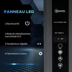 Outsunny Glacière-congélateur portable à compression 2 compartiments -22°C - 10°C 45L prise alume-cigare + adaptateur inclus gris noir