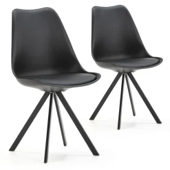 Pack 2 chaises Salle à Manger Cross Style Nordique Noir, 54 cm x 49 cm x 84 cm