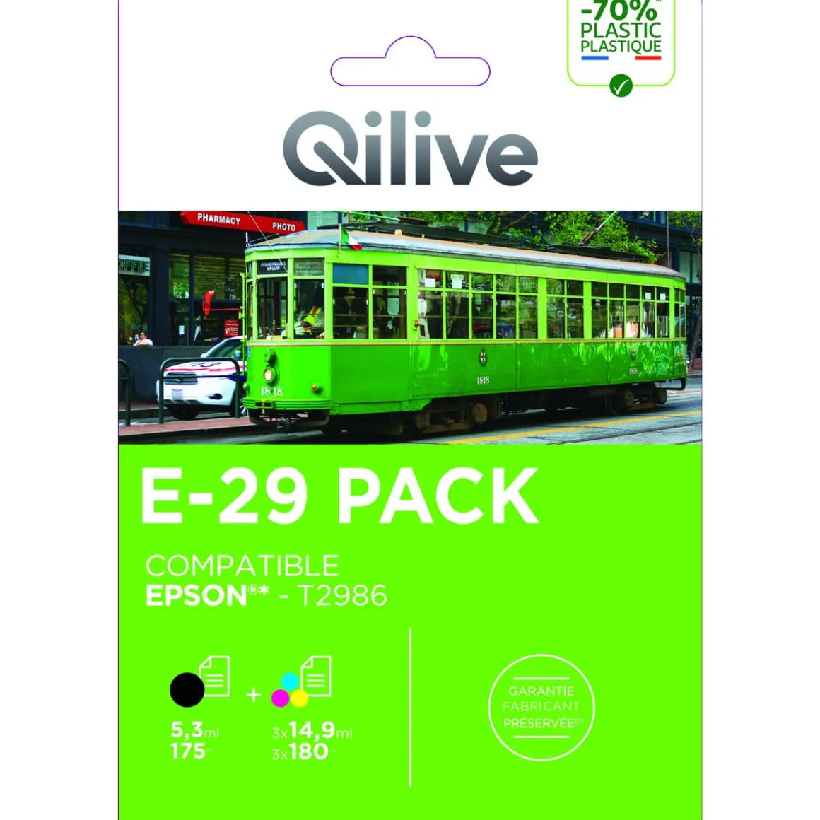 Pack cartouche d'encre Noir + Cyan + Magenta + Jaune E-29 - Compatibles Expression Home XP-235/332/335/432/435