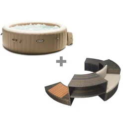 Pack spa gonflable Intex PureSpa Sahara rond Bulles 6 places + Ensemble mobilier