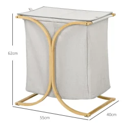 Panier à linge corbeille à linge bac linge sale 2 paniers bambou polyester gris