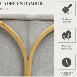 Panier à linge corbeille à linge bac linge sale 2 paniers bambou polyester gris
