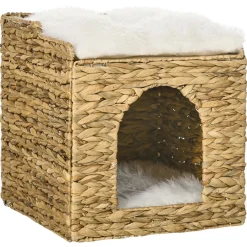 Panier chat lit chat cosy grand confort dim. Ø 37 x 41H cm coussins doux inclus jacinthe d'eau