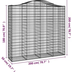 Panier de gabions arque 200x50x180/200 cm Fer galvanise