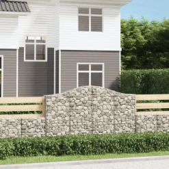 Paniers a gabions arques 4 pcs 200x30x120/140 cm Fer galvanise