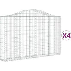 Paniers a gabions arques 4 pcs 200x30x120/140 cm Fer galvanise