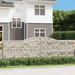 Paniers a gabions arques 5 pcs 400x30x120/140 cm Fer galvanise