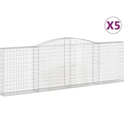 Paniers a gabions arques 5 pcs 400x30x120/140 cm Fer galvanise
