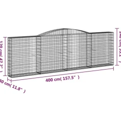 Paniers a gabions arques 5 pcs 400x30x120/140 cm Fer galvanise