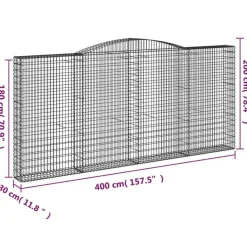 Paniers a gabions arques 4 pcs 400x30x180/200 cm Fer galvanise