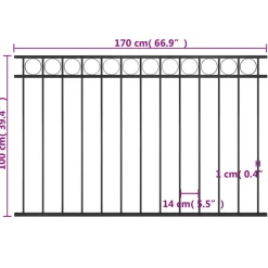 Panneau de cloture Acier 1,7x1 m Noir