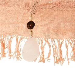 Parasol Déco Pompons & Coquillages 250cm Saumon