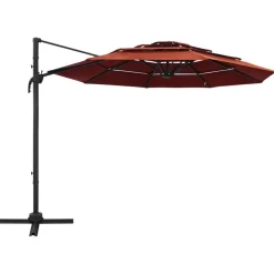 Parasol de jardin a 4 niveaux avec mat en aluminium terre cuite