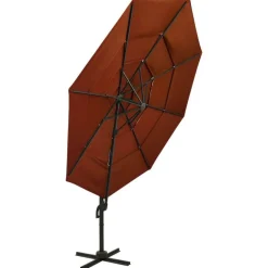 Parasol de jardin a 4 niveaux avec mat en aluminium terre cuite