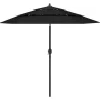 Parasol de jardin a 3 niveaux avec mat en aluminium noir 2,5 m