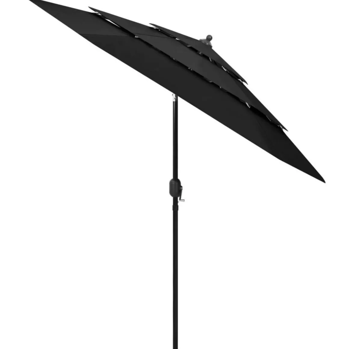 Parasol de jardin a 3 niveaux avec mat en aluminium noir 2,5 m