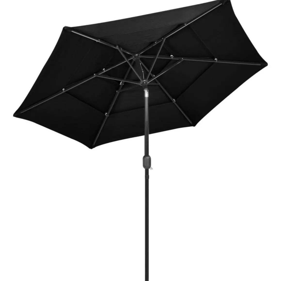 Parasol de jardin a 3 niveaux avec mat en aluminium noir 2,5 m