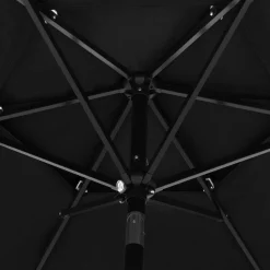 Parasol de jardin a 3 niveaux avec mat en aluminium noir 2,5 m