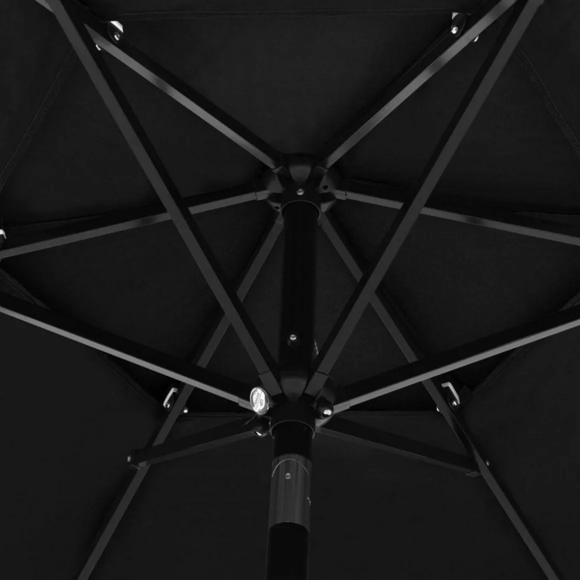 Parasol de jardin a 3 niveaux avec mat en aluminium noir 2,5 m