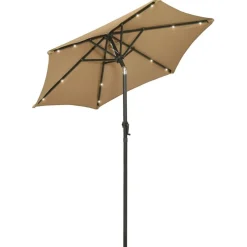 Parasol de jardin avec lumieres LED taupe 200x211 cm aluminium
