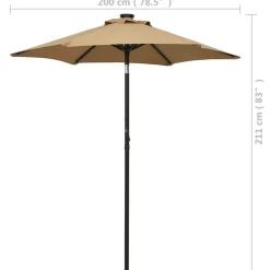Parasol de jardin avec lumieres LED taupe 200x211 cm aluminium