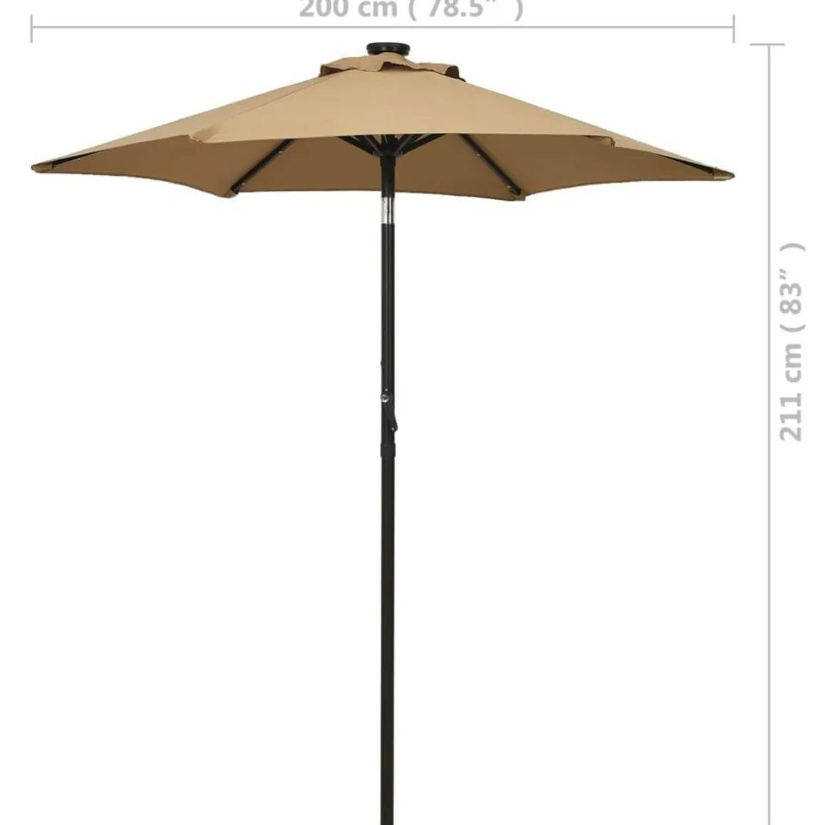 Parasol de jardin avec lumieres LED taupe 200x211 cm aluminium