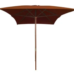 Parasol de jardin avec mat en bois terre cuite 200x300 cm