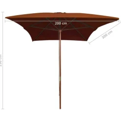 Parasol de jardin avec mat en bois terre cuite 200x300 cm