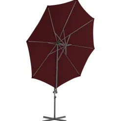 Parasol de jardin en porte-a-faux mat en acier rouge bordeaux