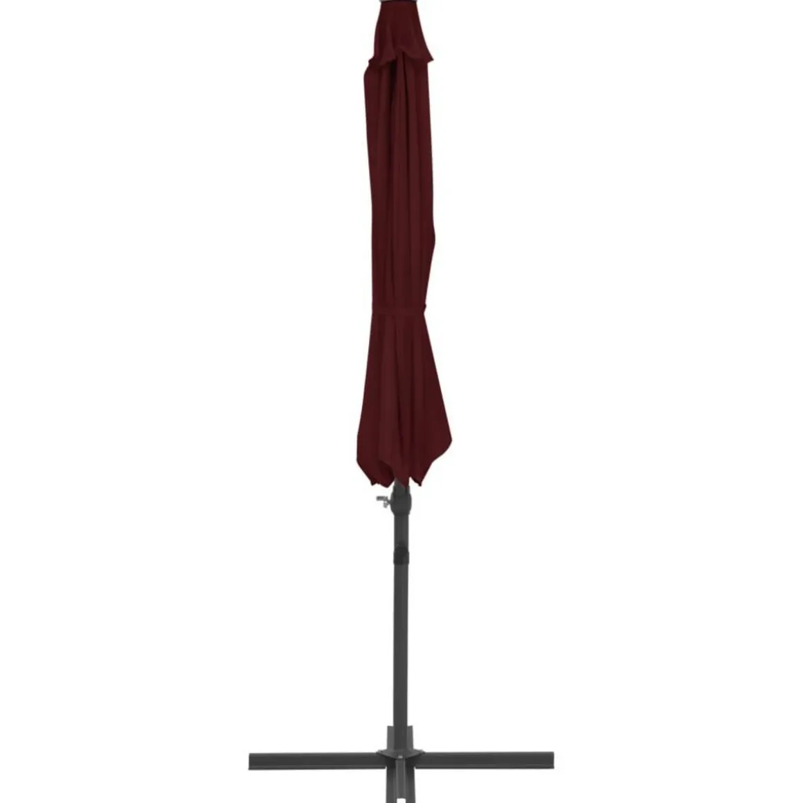 Parasol de jardin en porte-a-faux mat en acier rouge bordeaux