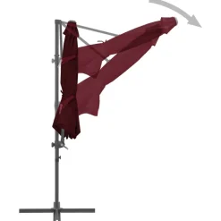 Parasol de jardin en porte-a-faux mat en acier rouge bordeaux