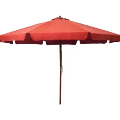 Parasol d'exterieur avec mat en bois 330 cm Terre cuite