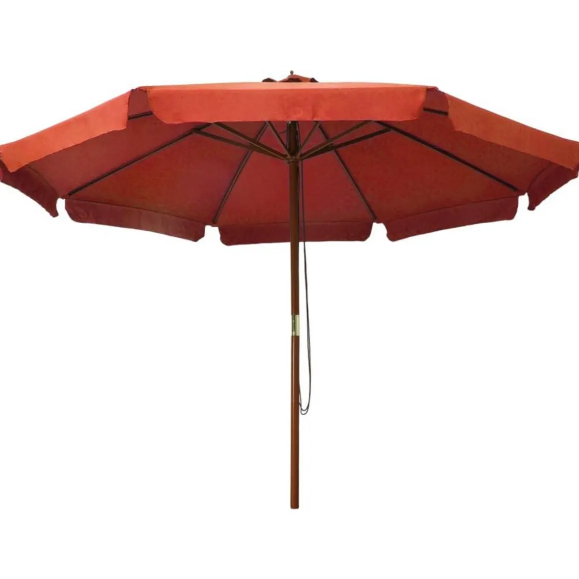 Parasol d'exterieur avec mat en bois 330 cm Terre cuite