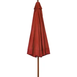 Parasol d'exterieur avec mat en bois 330 cm Terre cuite