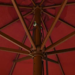 Parasol d'exterieur avec mat en bois 330 cm Terre cuite