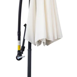 Parasol déporté octogonal inclinable manivelle pied acier Ø 3 x 2,5H m crème